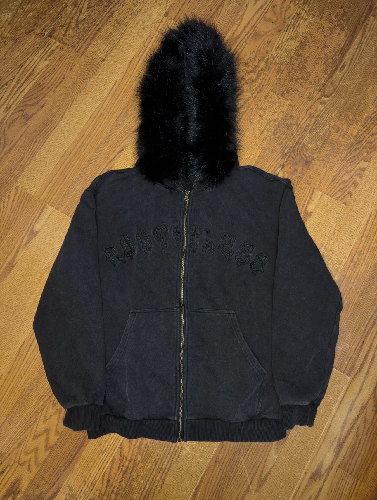 Black Ruuthless Zip up with Fur Hood